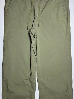 LL Bean Lakewashed Pull On Chino Pants Men’s Large Green Elastic Waist Drawstrin